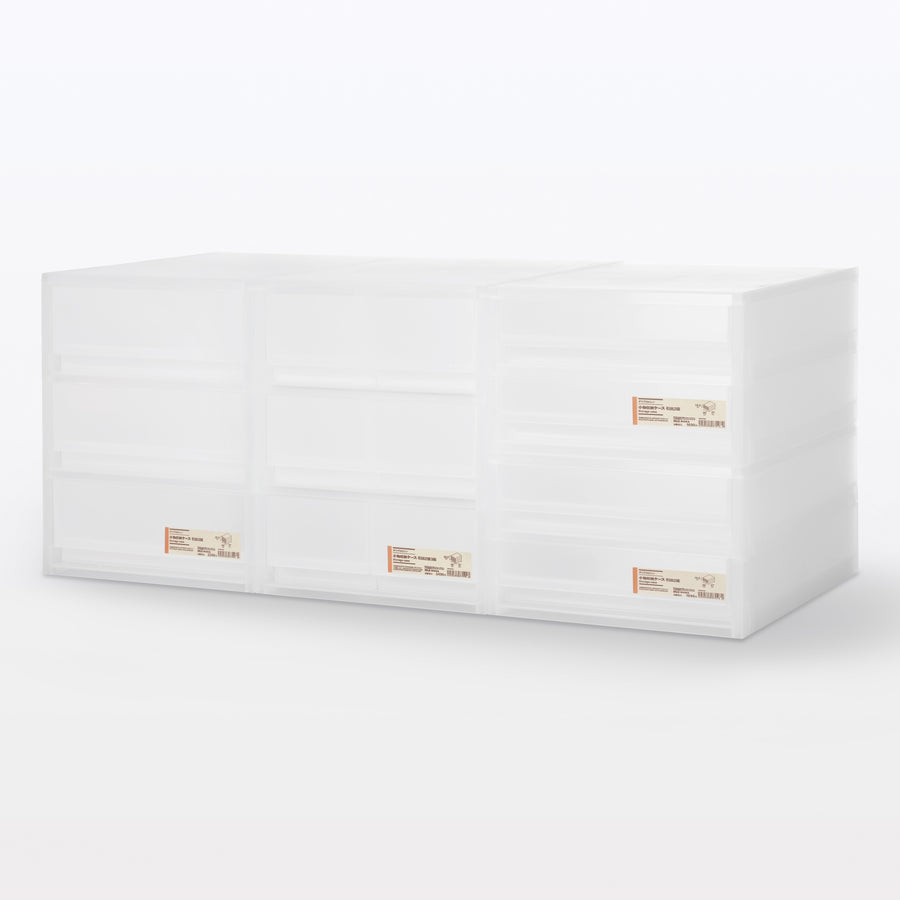 Polypropylene small item storage case with 2 drawers and 3 tiers