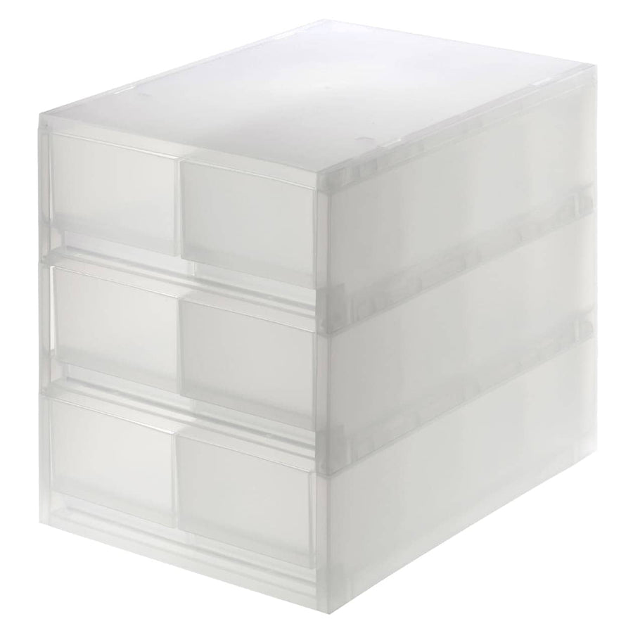 Polypropylene small item storage case with 2 drawers and 3 tiers