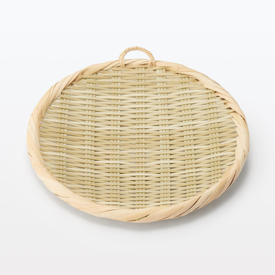 Bamboo mat woven tray basket, small