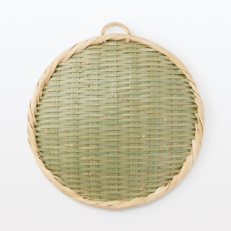 Bamboo mat woven tray basket, small