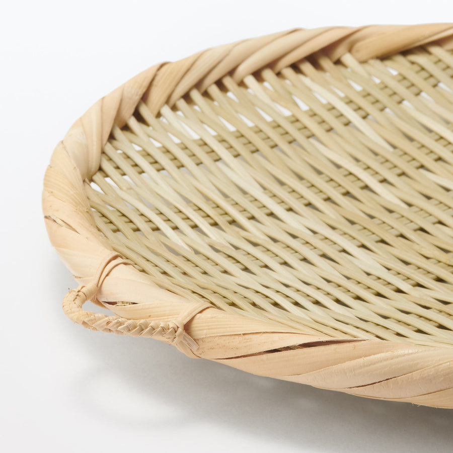 Bamboo mat woven tray basket, small