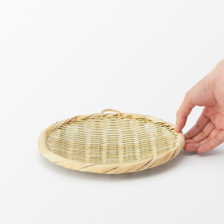 Bamboo mat woven tray basket, small