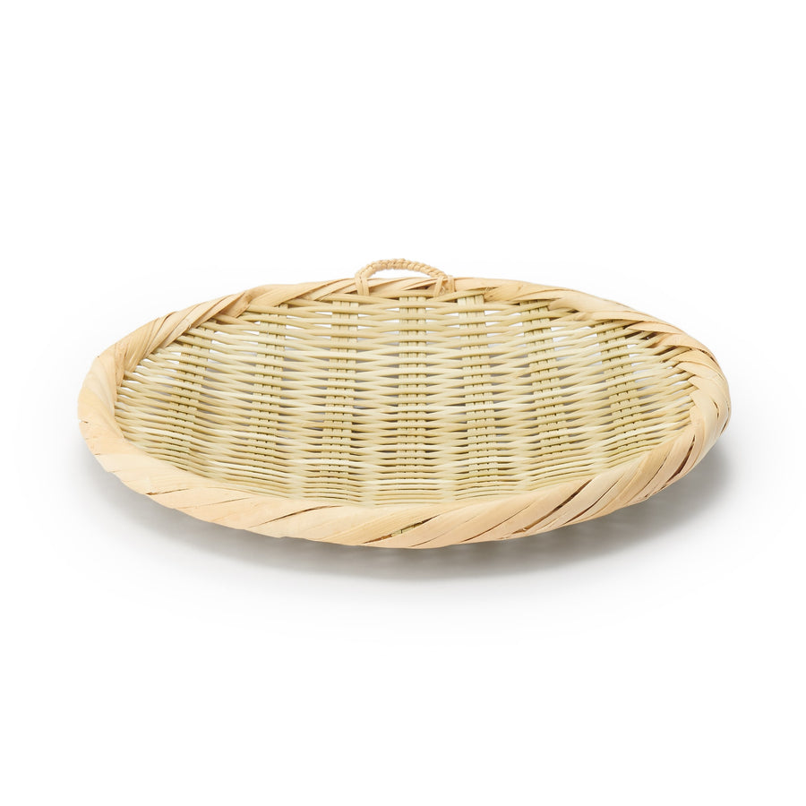 Bamboo mat woven tray basket, small