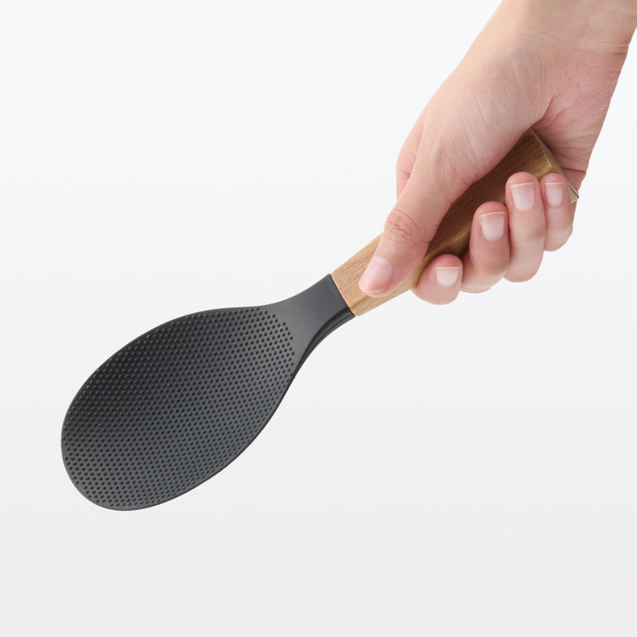 Wooden handle silicone standing rice scoop