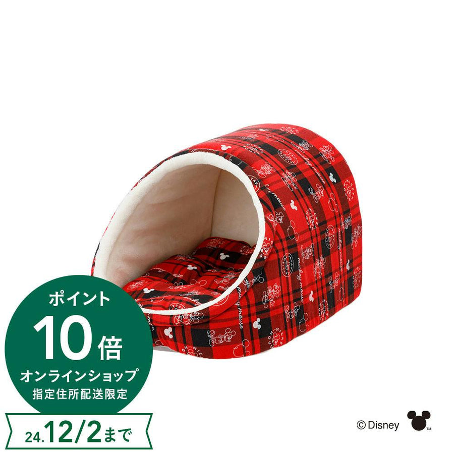 Kamakura Bed S Check Red Mickey Mouse