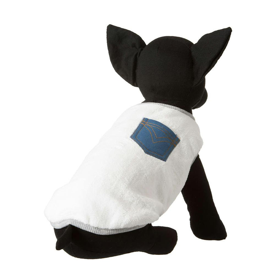 Boa cut-and-sew with pockets, white, size S, pet clothes (dog clothes)