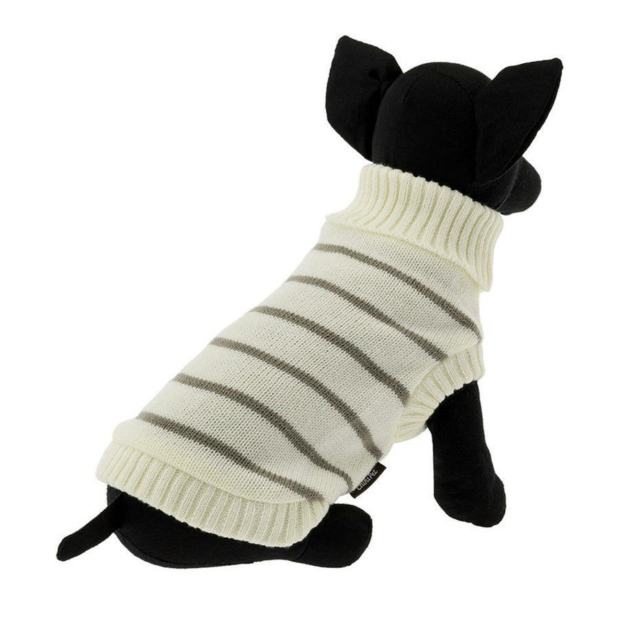 High-neck knit striped, gray, size S, pet clothes (dog clothes)