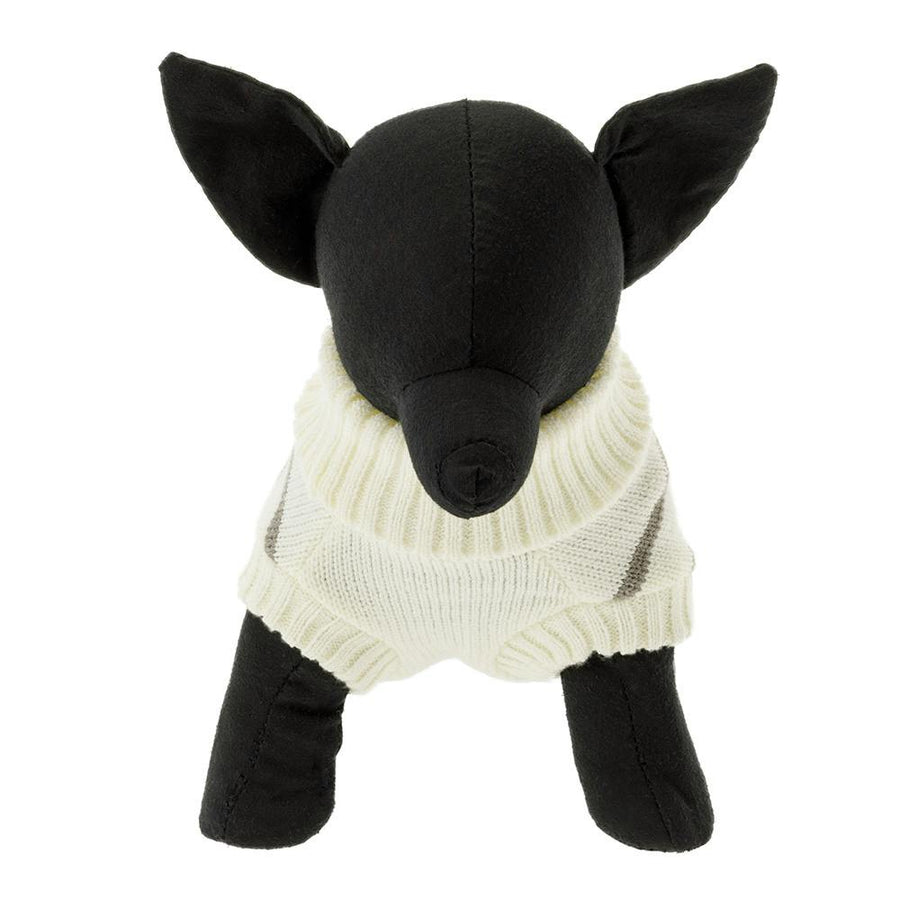 High-neck knit striped, gray, MD size, pet clothes (dog clothes)