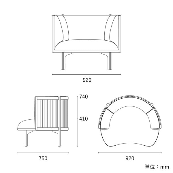 RF1904 サイドウェイ ラウンジチェア オーク材 オイル仕上げ Re-wool0218