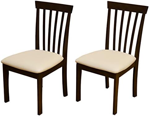 Basic design wooden dining chairs, set of 2
