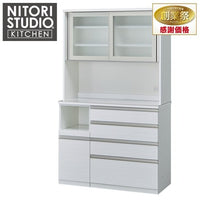 ニトリ 食器棚 リガーレ 120cm ホワイト キッチンボード 家具d3804 ニトリ(NITORI) キッチンボード（セラミック天板リガーレ120KB