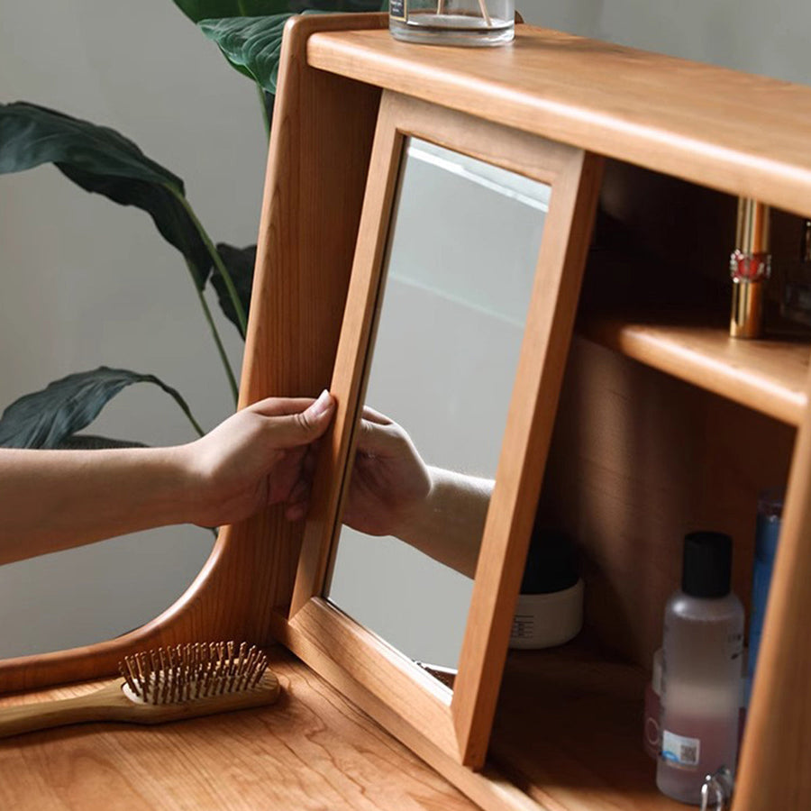 Compact wooden dresser with mirror