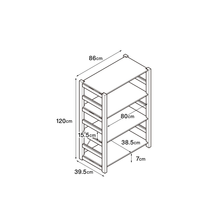 Pine wood unit shelf, 86cm wide, medium