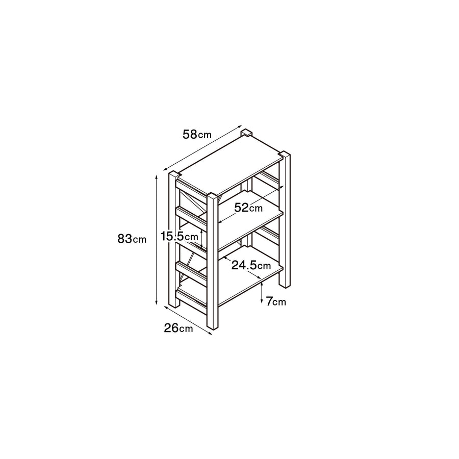 パイン材ユニットシェルフ奥行25cmタイプ・58cm幅・小