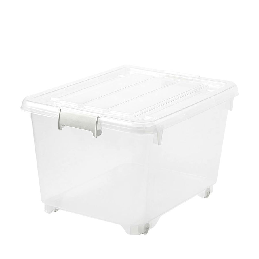 Storage case with wheels, deep 50, clear, width 38.5 x depth 50 x height 30 cm