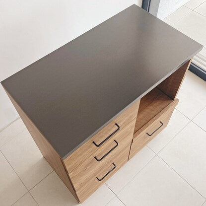 Vintage-style counter with special steel top (open + drawer, width 80cm, NA)