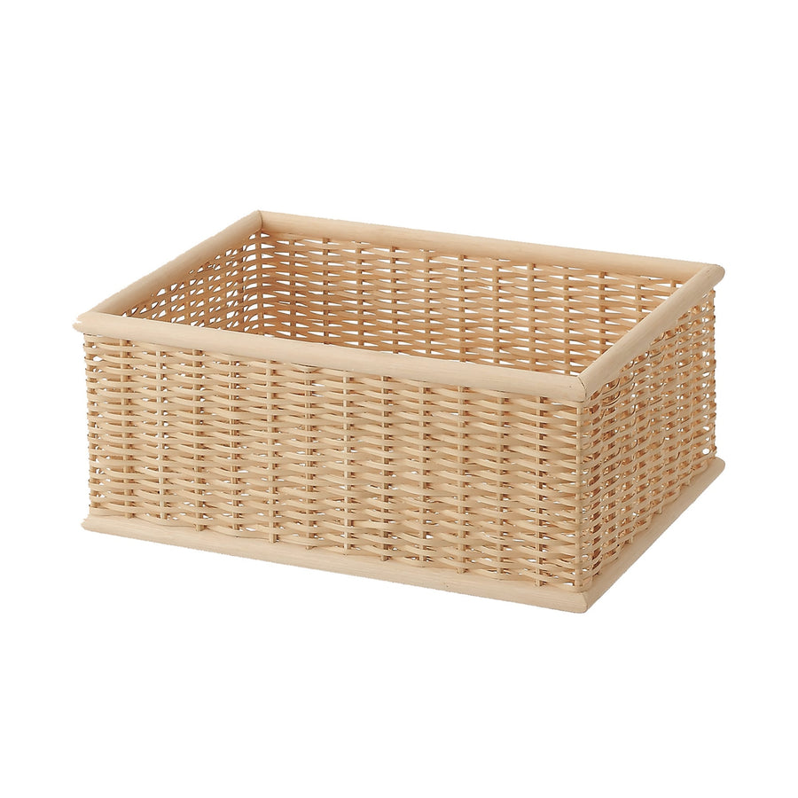 Stackable rectangular briar wood basket, medium