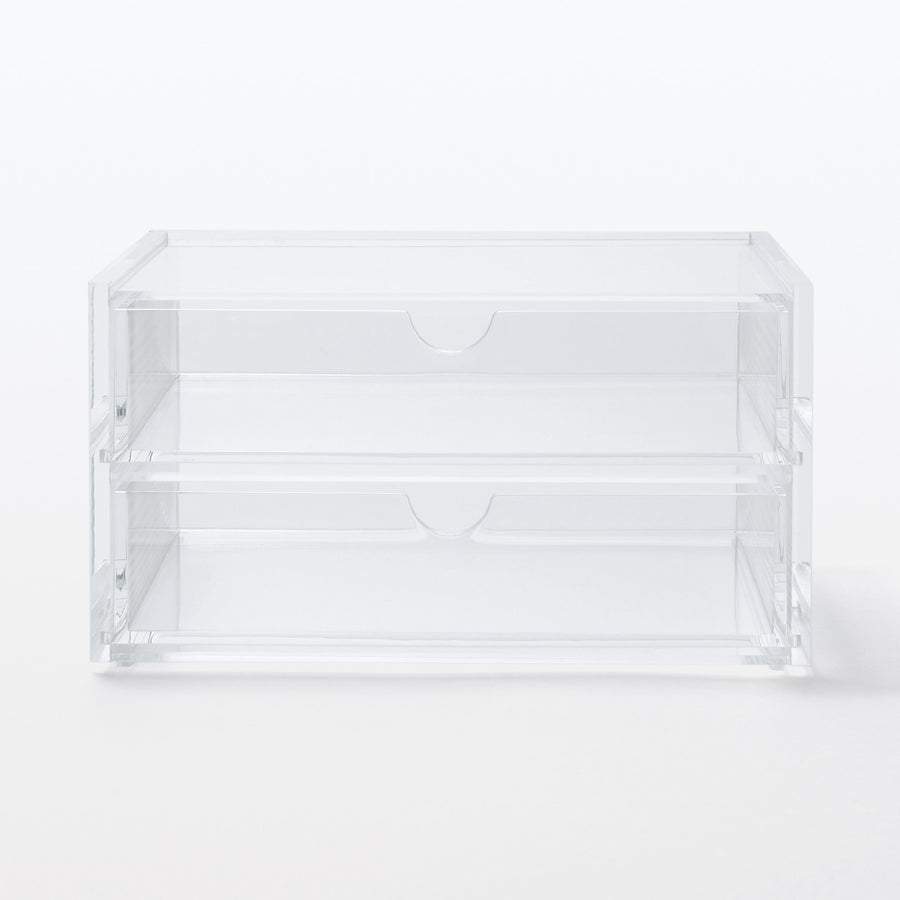 Stackable acrylic case with two drawers