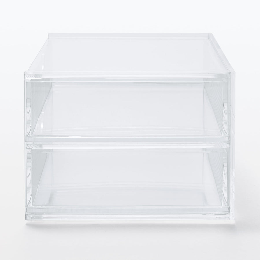 Stackable acrylic case with two drawers