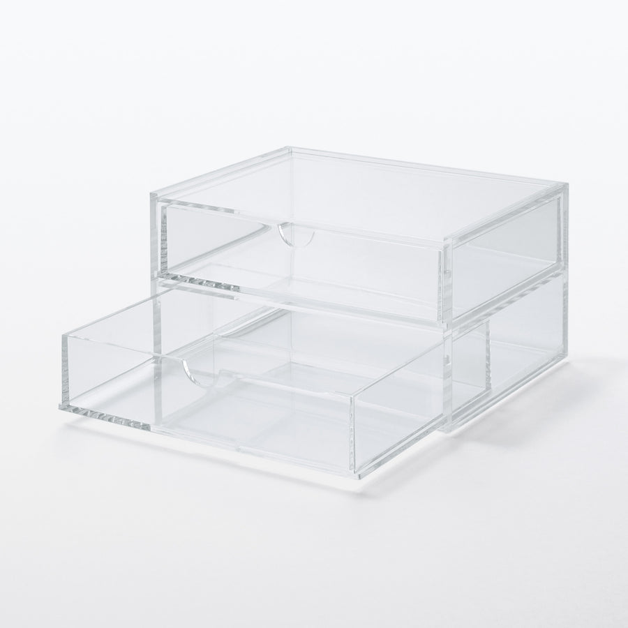 Stackable acrylic case with two drawers