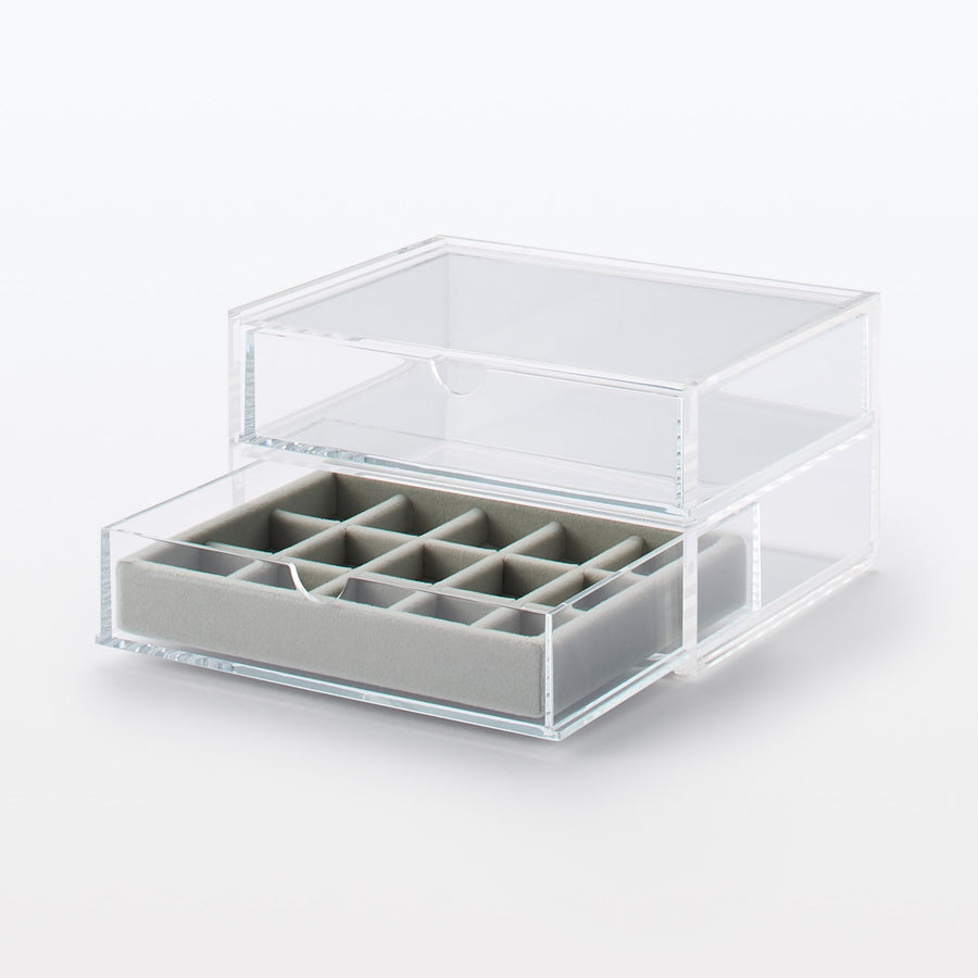 Stackable acrylic case with two drawers