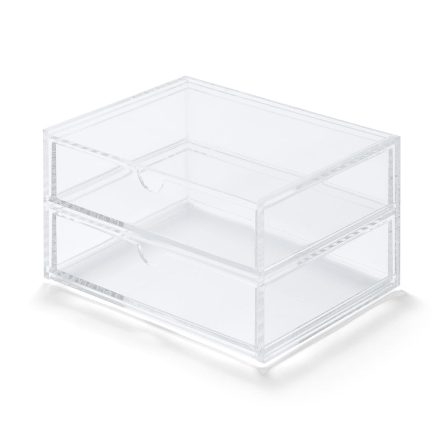 Stackable acrylic case with two drawers