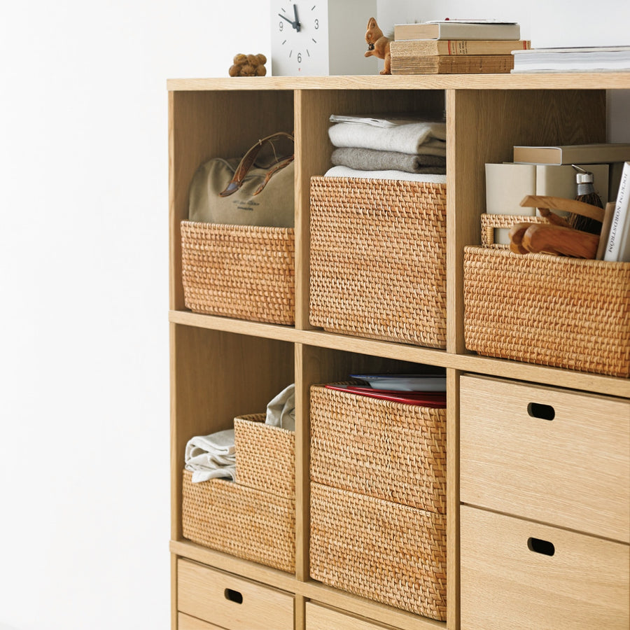 Small stackable rattan rectangular box