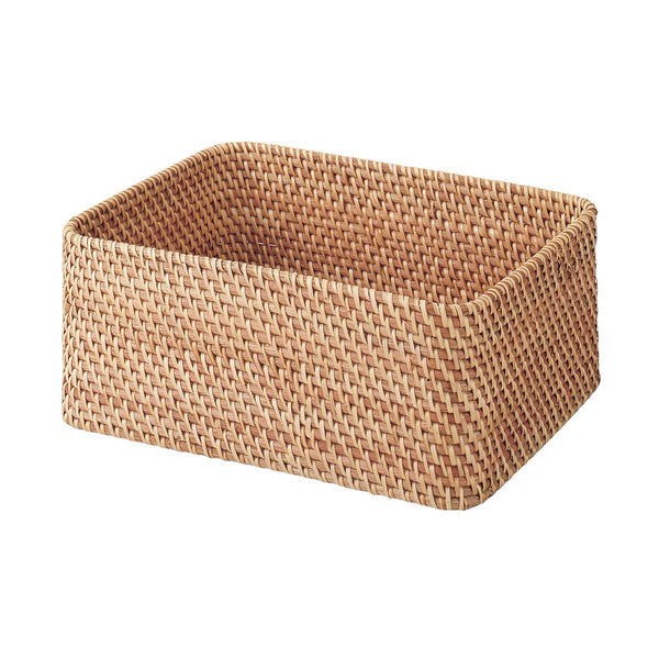 Stackable Rattan Rectangular Basket, Medium