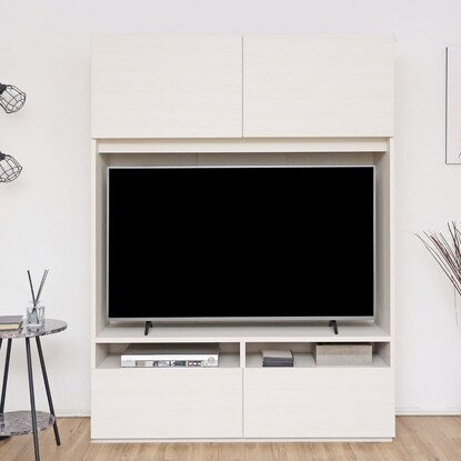 モダン ハイタイプテレビボード（幅134.5cm WH木目）
