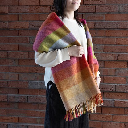 Large wool blanket (block check/red)