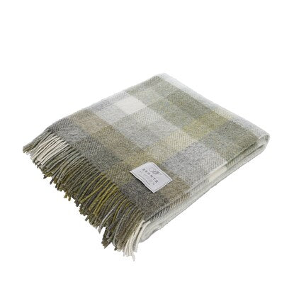 Large wool blanket (striped check/gray)