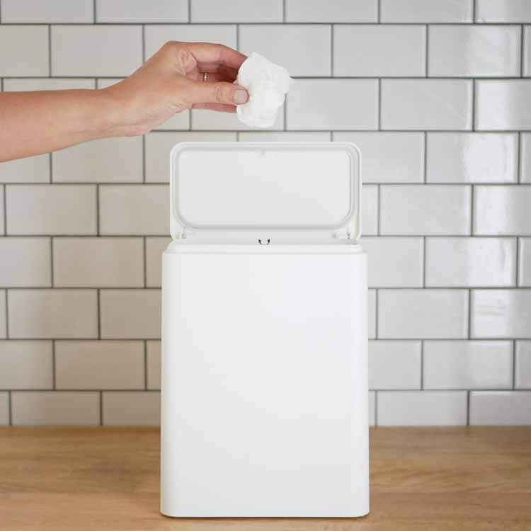 Tubelor Medium Flap Sealed Sanitary Trash Can, White