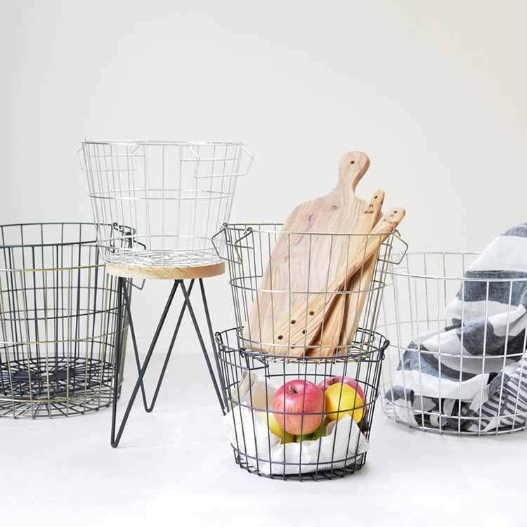 Stacking Basket Round L Silver