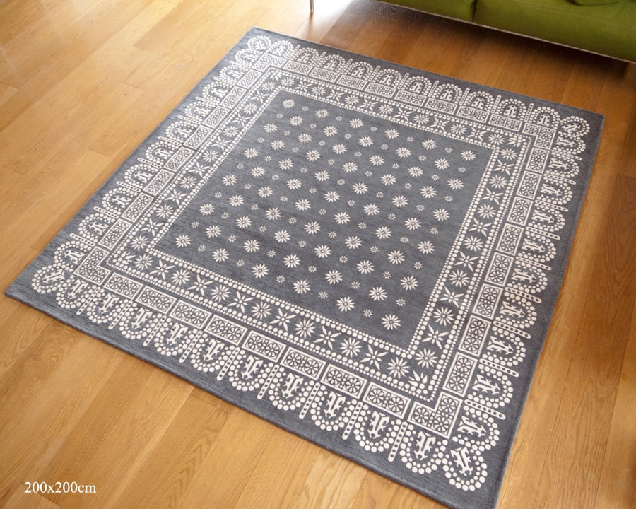 Flower Bandana Rug Gray フラワーバンダナラグ グレー 140×100cm