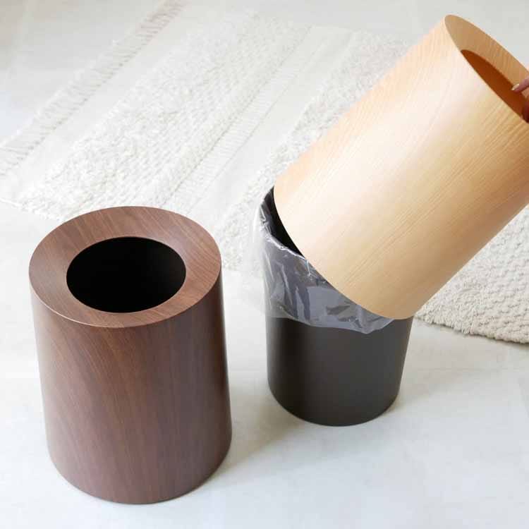 TUBELOR HOMME Round Dustbin in Oak Wood