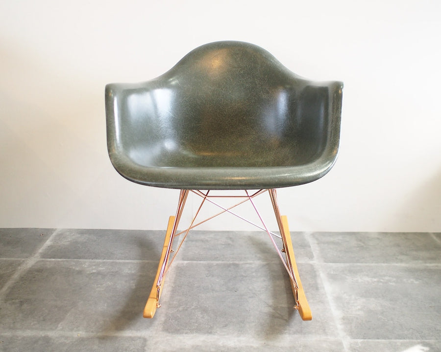 GS Fiberglass Arm Shell Rocker Chair by Modernica Elephant