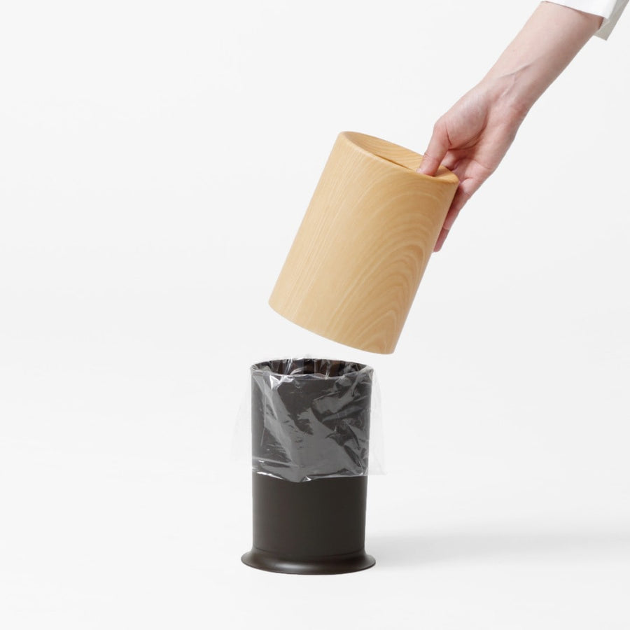 mini TUBELOR Round Dustbin Wood Grain