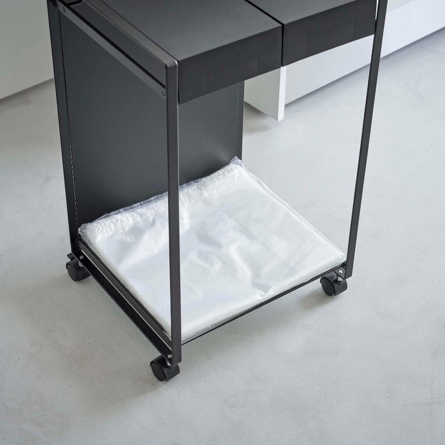 Tower lidded blindfolded trash cart with 2 compartments