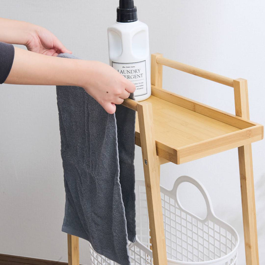 すき間で使える 竹製ランドリーワゴン