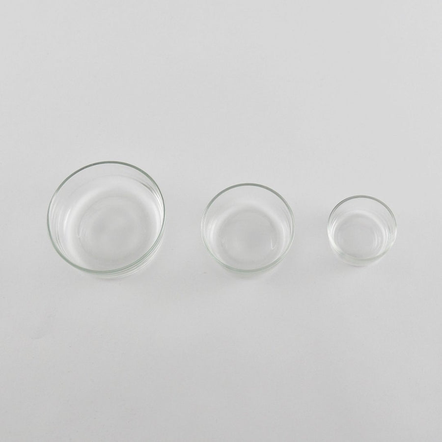 Set of 3 stackable crown glass condiment dishes