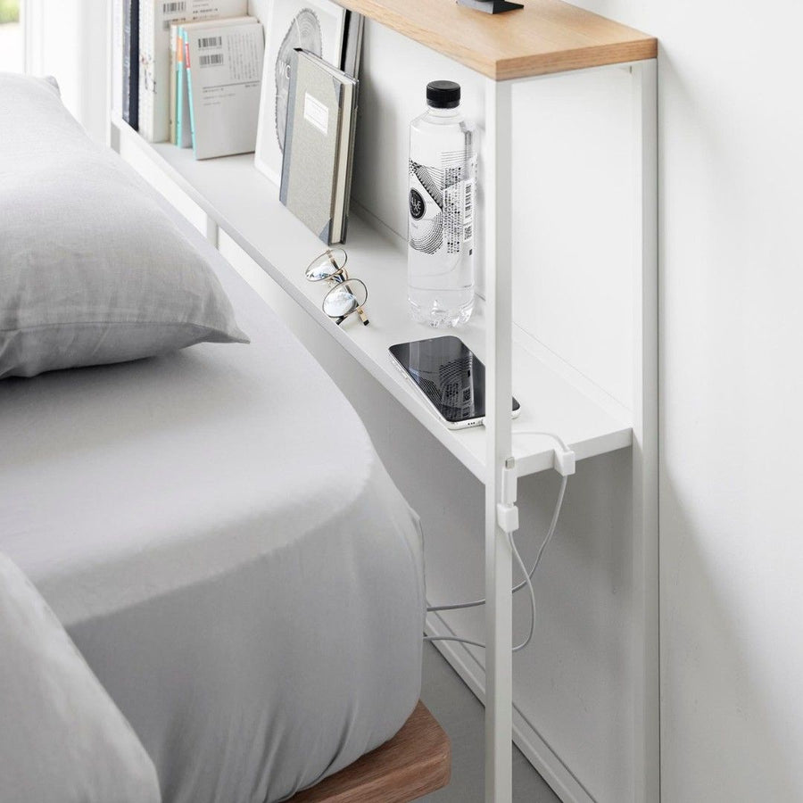 Tower Headboard with Movable Shelves