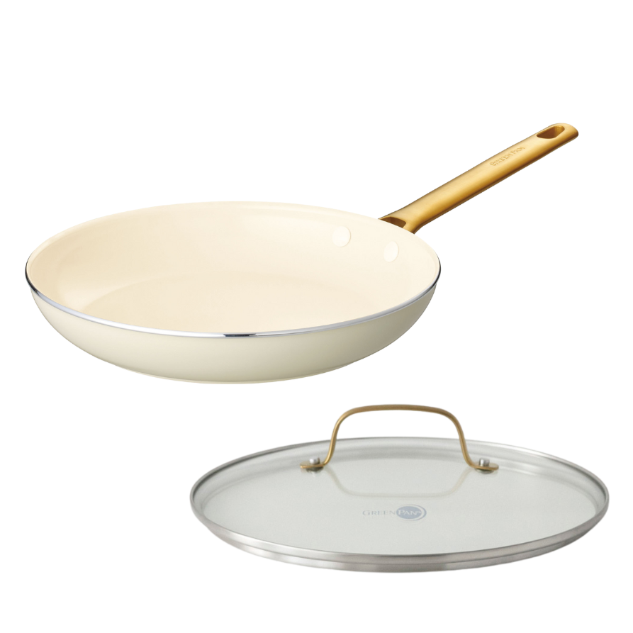 Padua (cream white) frying pan 26cm + glass lid 26cm set, suitable for induction and gas stoves