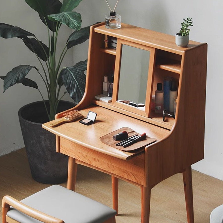 Compact wooden dresser with mirror