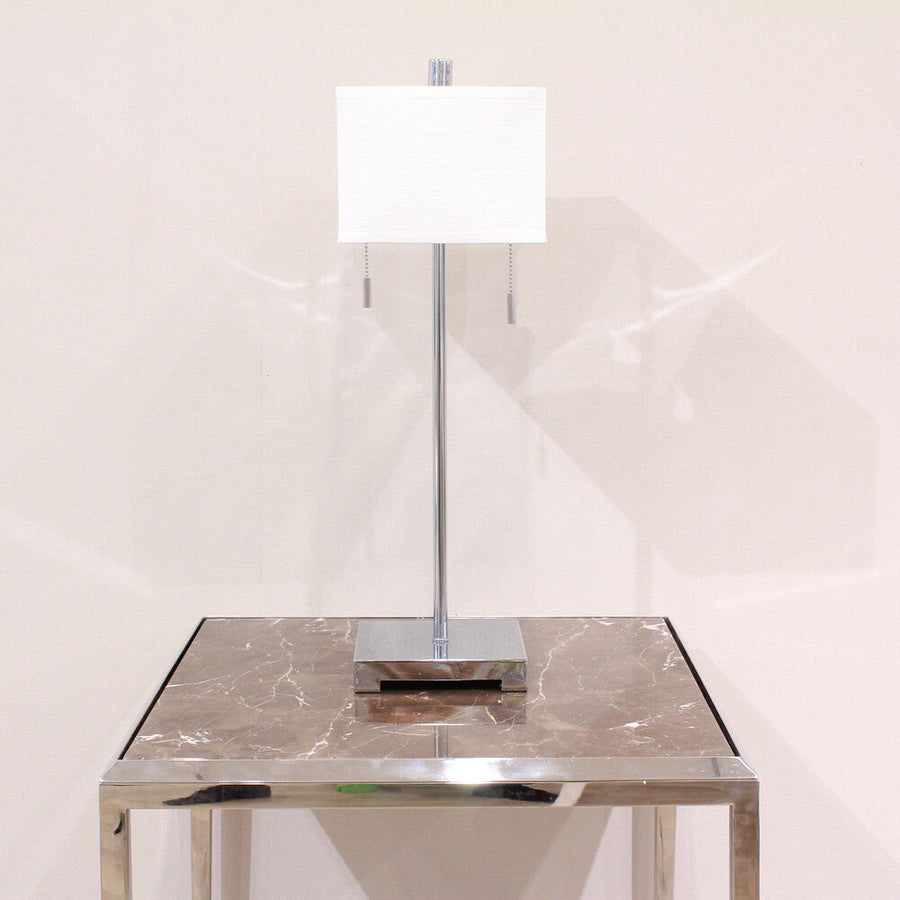Simple white square shade table lamp
