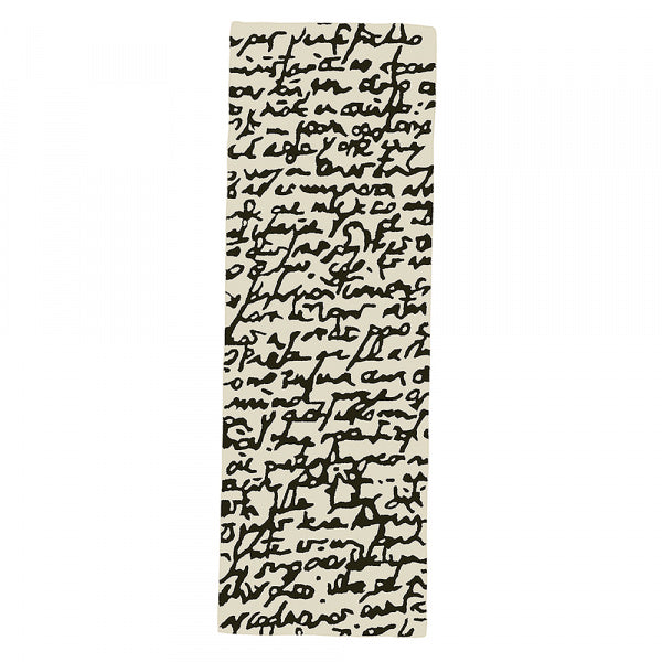 Rug, Black on White Manuscrit, 80×240cm