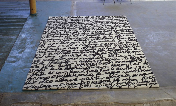 Rug, Black on White Manuscrit, 200×300cm