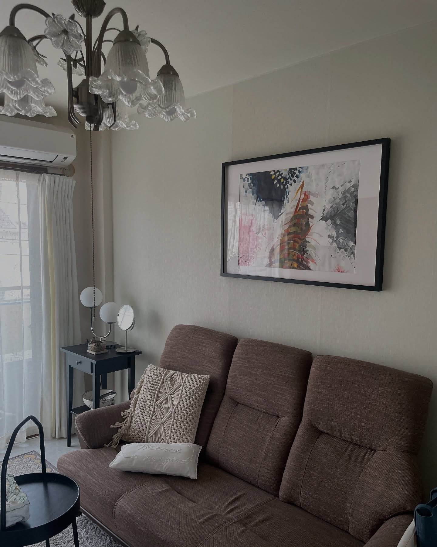 ニトリ 3人掛け布張りソファ(コウテイ3DR-DMO) ダークモカ スツール