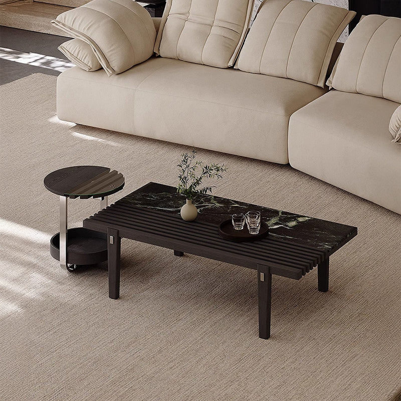 Marble black center table set