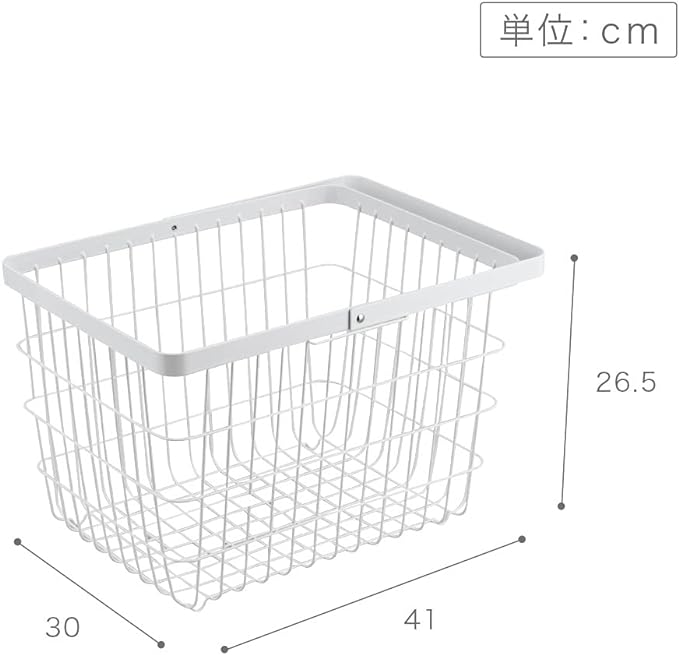 tower ランドリーワイヤーバスケット M ホワイト 洗濯カゴ ハンドル付き