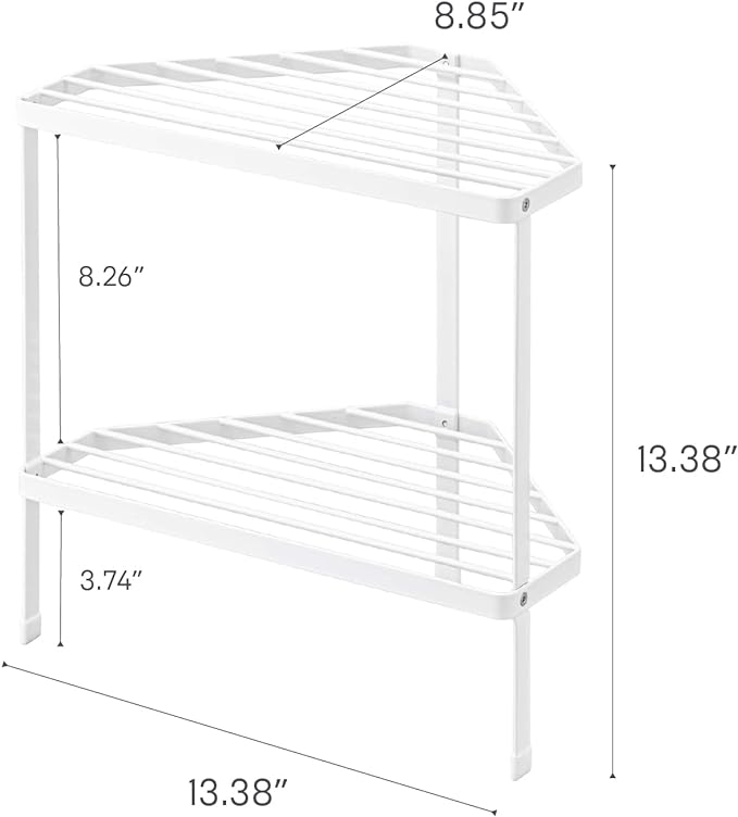 tower Kitchen Corner Rack, White, 2 Tier, Stove Back Rack, Pot Holder